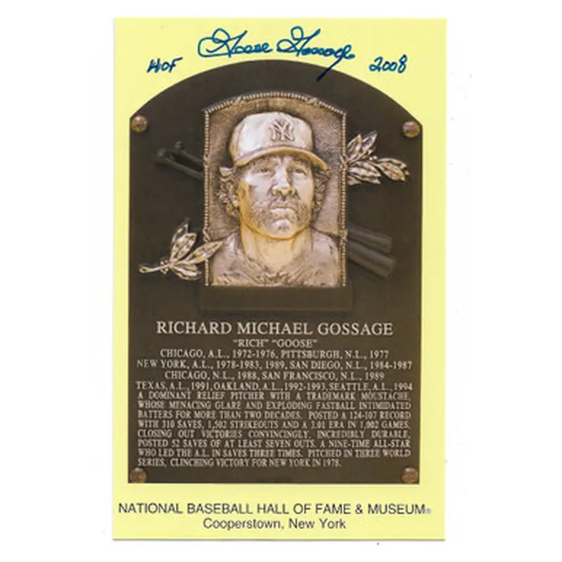 Goose Gossage Autographed Hall of Fame Plaque Postcard (JSA) 