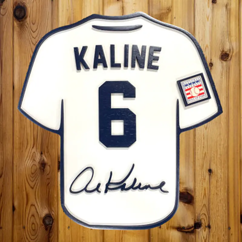 Al Kaline 3D Signature Wood Jersey 19 x 18 Wall Sign (white) 