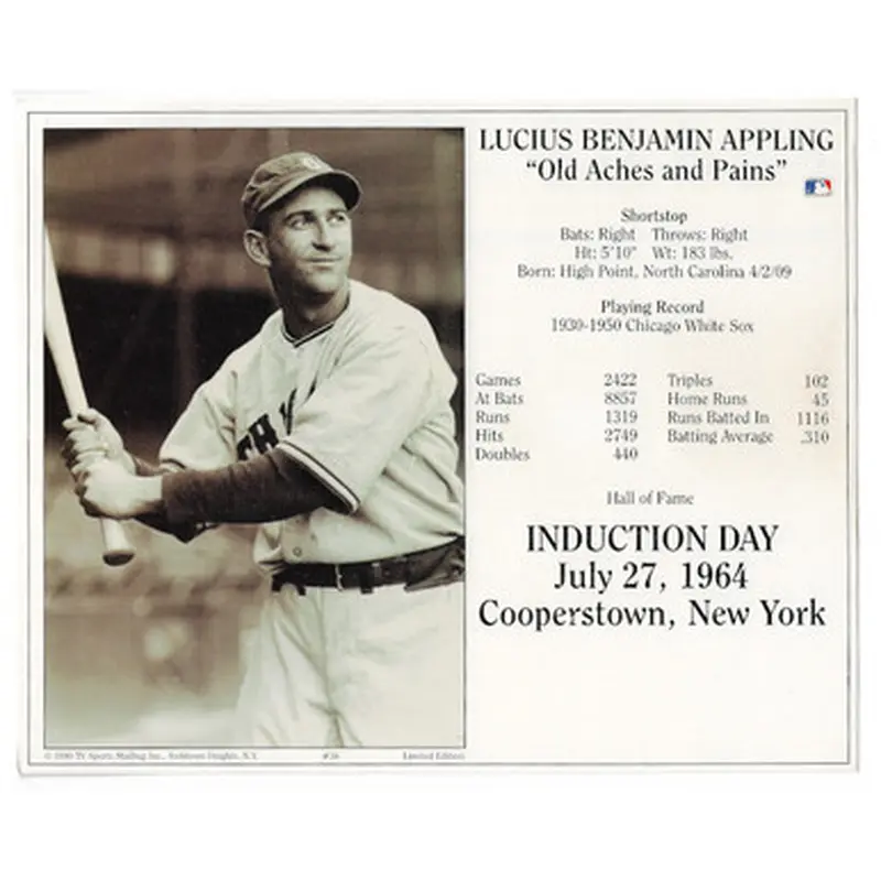 Luke Appling Chicago White Sox 1964 Hall of Fame Induction 8x10 Photocard 