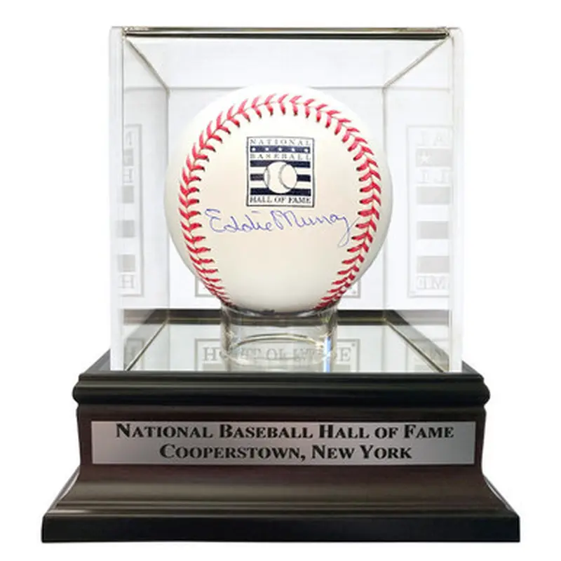 Eddie Murray Autographed Hall of Fame Logo Baseball with HOF Case (JSA) 