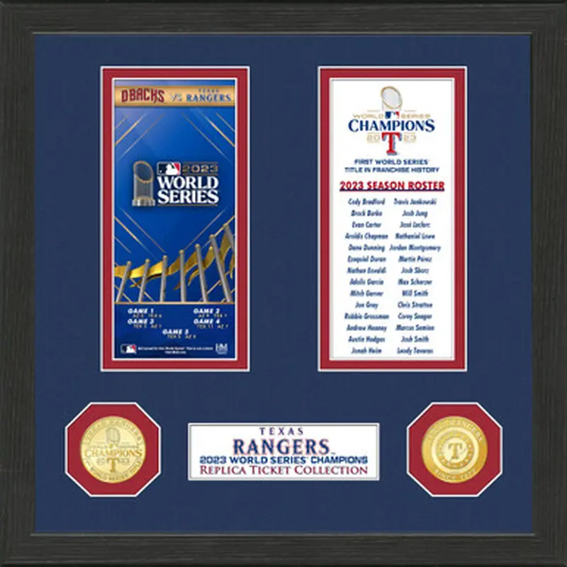 Highland Mint Texas Rangers Framed World Series Replica Ticket Collection 