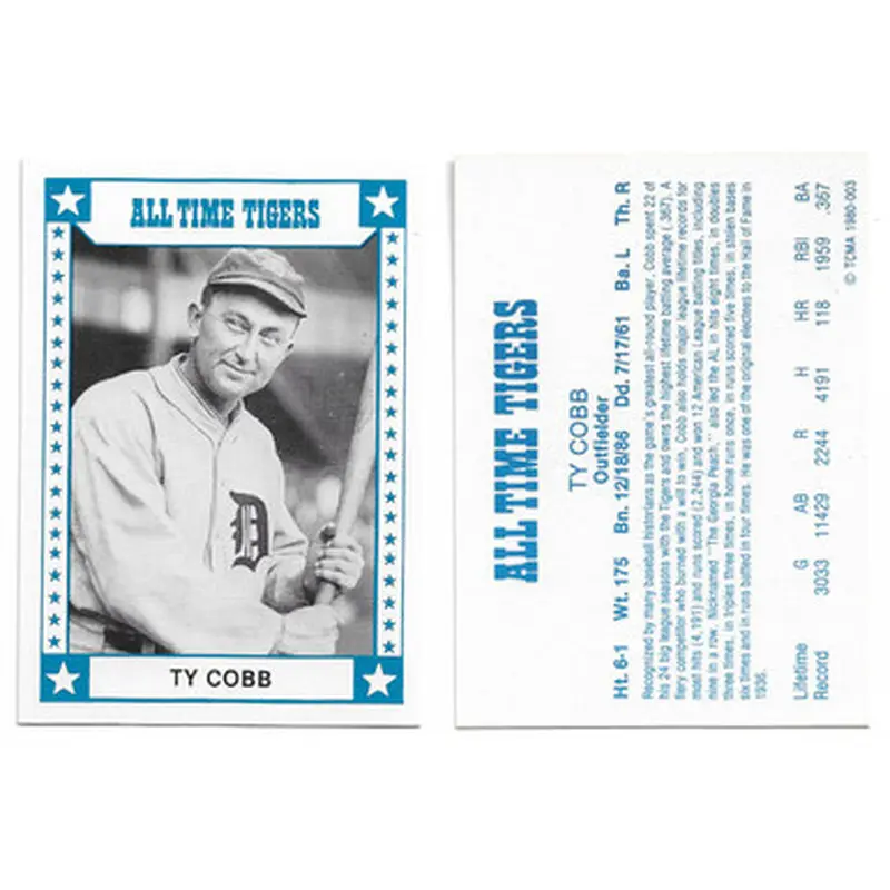 1980 TCMA All Time Tigers Greats 12 Card Baseball Set 