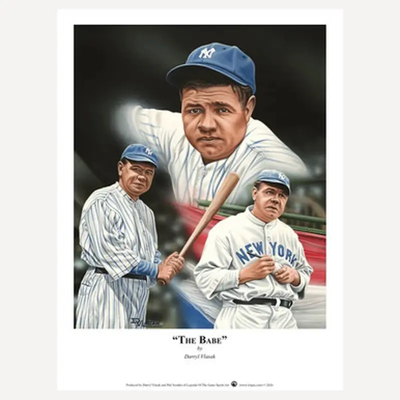 Babe Ruth 18 x 24 Limited Edition Lithograph by Artist Darryl Vlasak - Ltd Ed of 342 