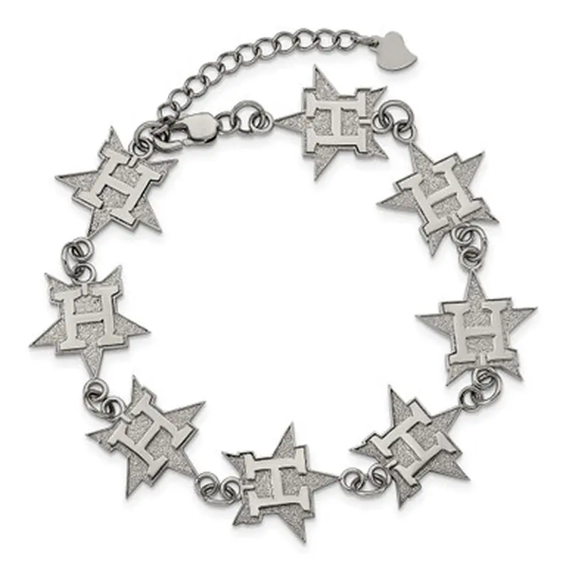 LogoArt Houston Astros 7.25 Inch Stainless Steele Logo Bracelet 