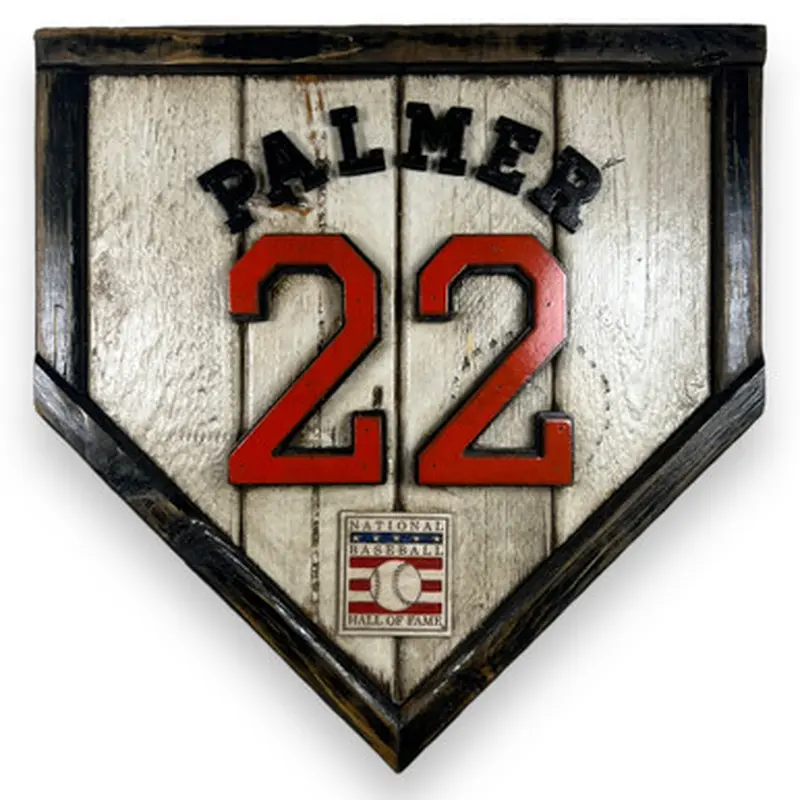 Jim Palmer Hall of Fame Vintage Distressed Wood 11 Inch Mini Legacy Home Plate 
