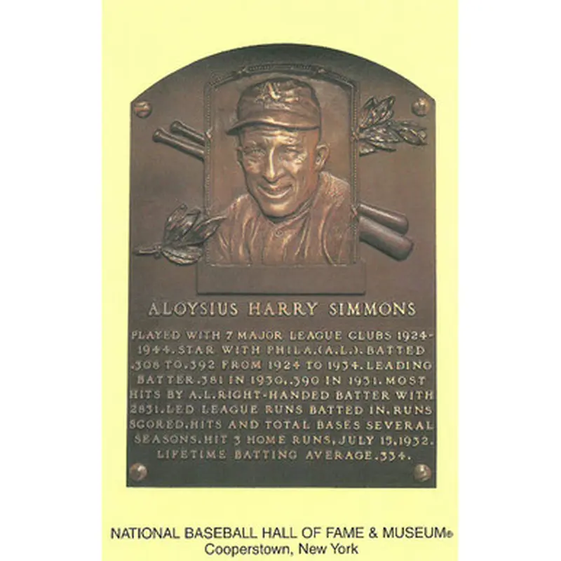 Al Simmons Baseball Hall of Fame Plaque Postcard 