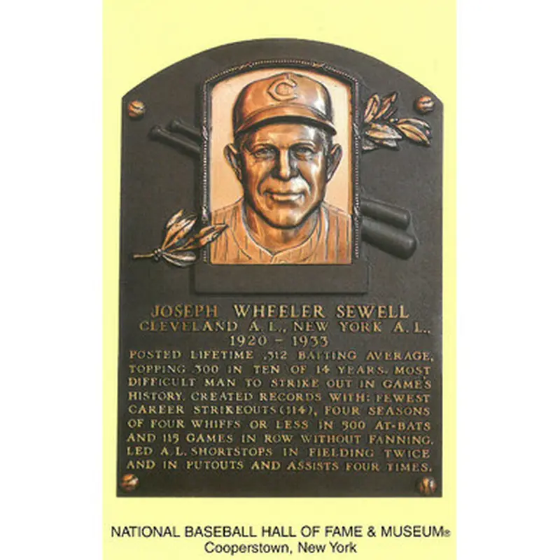 Joe Sewell Baseball Hall of Fame Plaque Postcard 