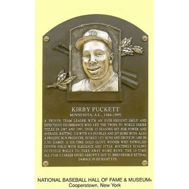 Kirby Puckett Baseball Hall of Fame Plaque Postcard 