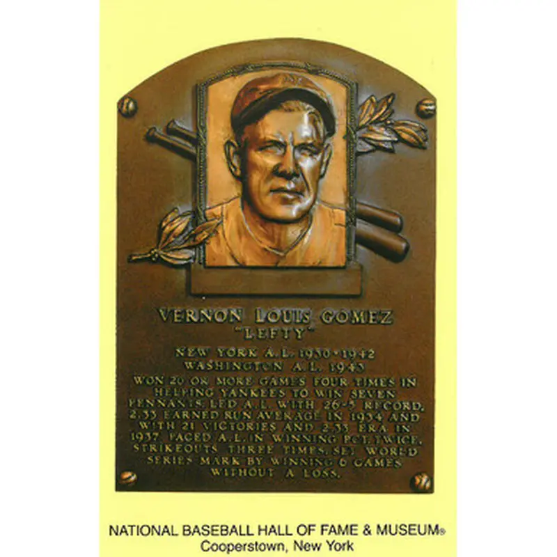 Lefty Gomez Baseball Hall of Fame Plaque Postcard 