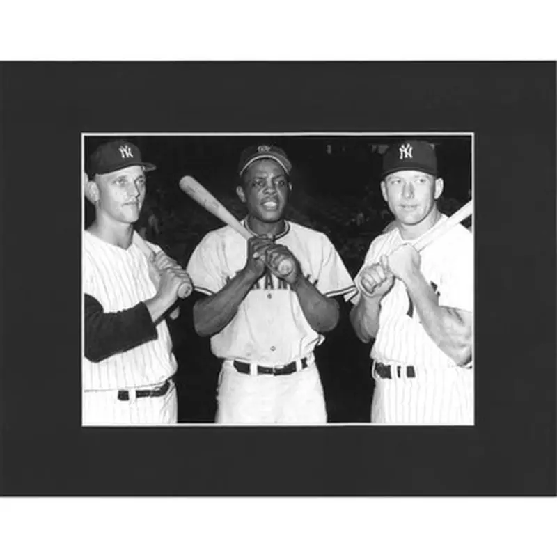 Matted 8x10 Photo- Roger Maris, Willie Mays and Mickey Mantle 