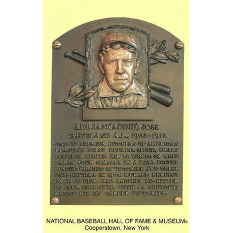 Addie Joss Baseball Hall of Fame Plaque Postcard 