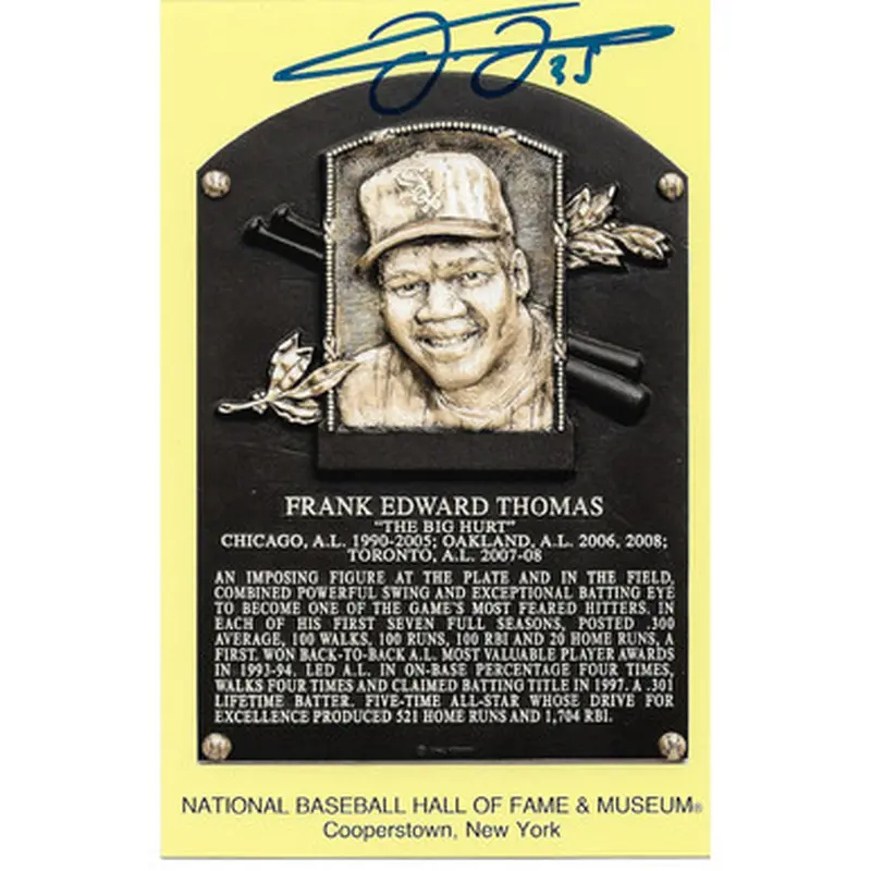Frank Thomas Autographed Hall of Fame Plaque Postcard (Beckett) 