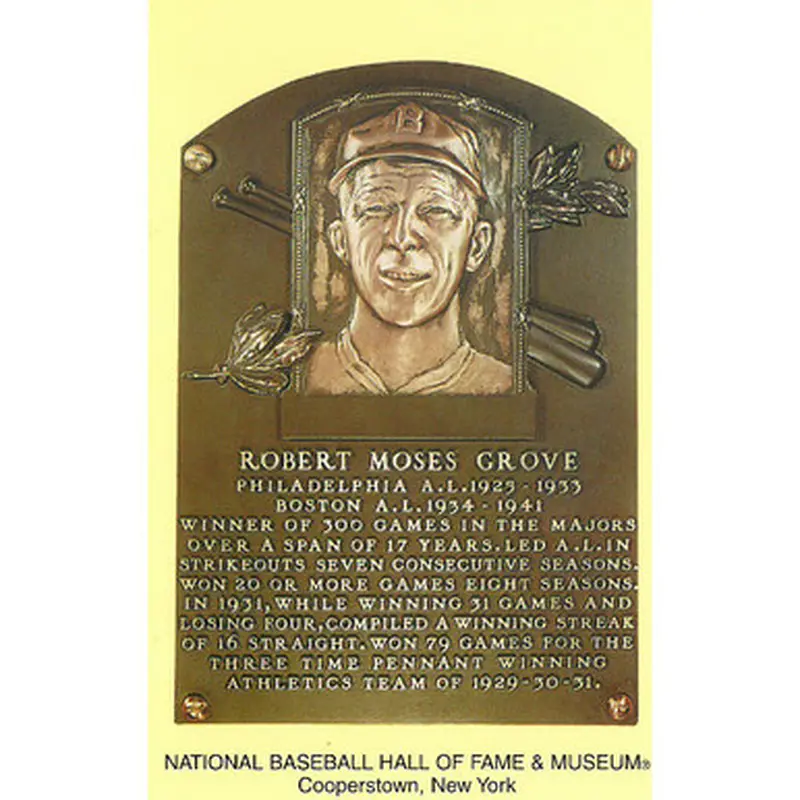 Lefty Grove Baseball Hall of Fame Plaque Postcard 