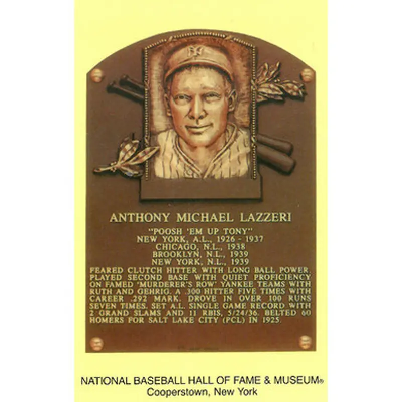 Tony Lazzeri Baseball Hall of Fame Plaque Postcard 