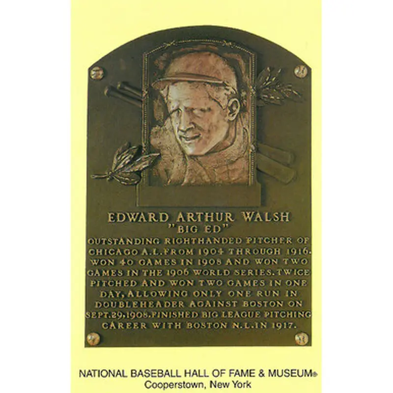 Ed Walsh Baseball Hall of Fame Plaque Postcard 