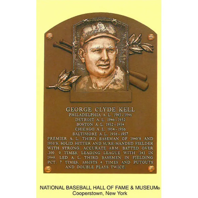 George Kell Baseball Hall of Fame Plaque Postcard 