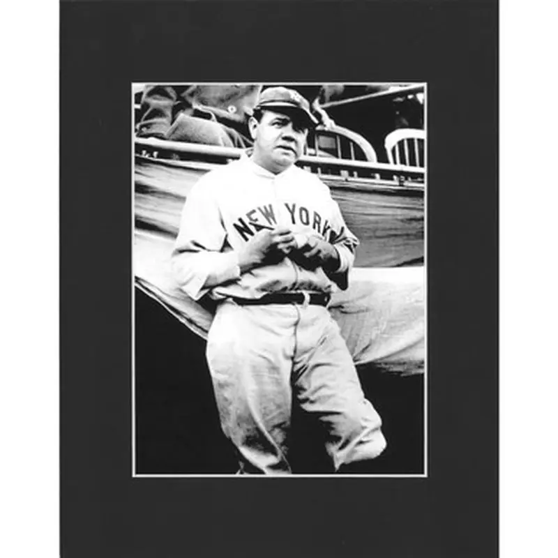 Matted 8x10 Photo- Babe Ruth Signing Ball 