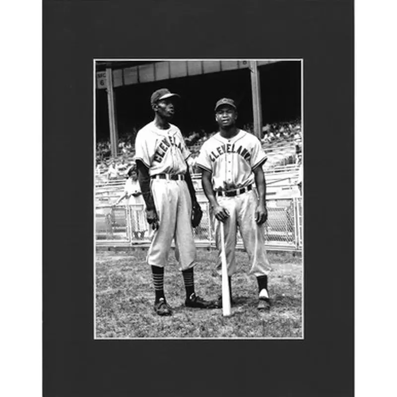 Matted 8x10 Photo- Larry Doby & Satchel Paige 