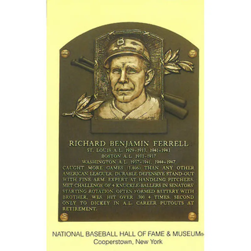 Rick Ferrell Baseball Hall of Fame Plaque Postcard 