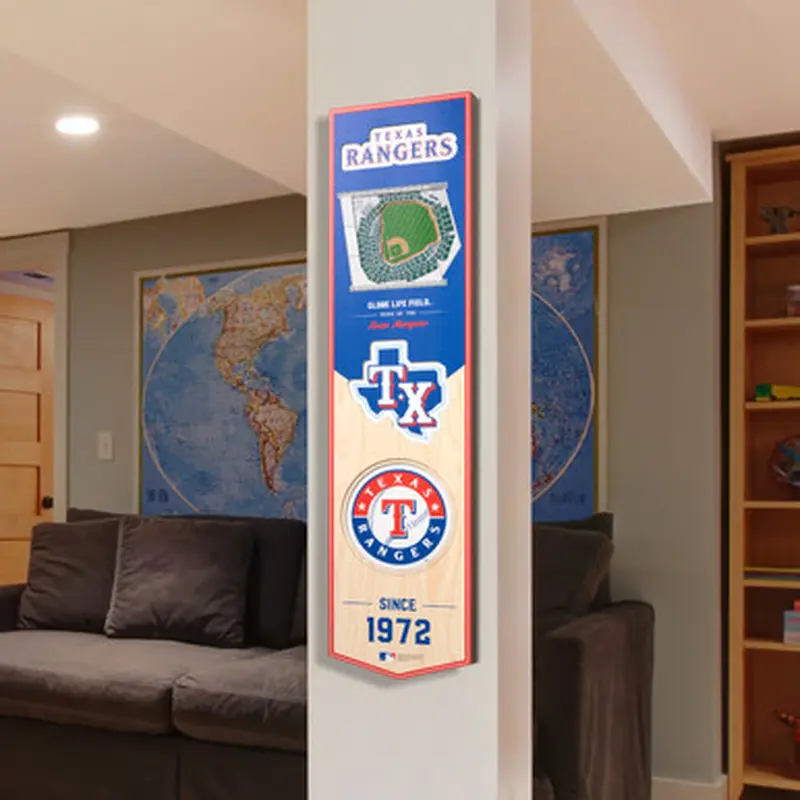 Texas Rangers 8 x 32 3D StadiumView Banner 