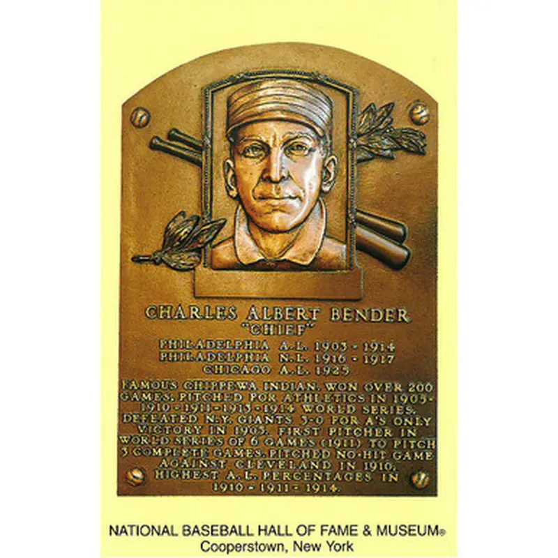 Charles Bender Baseball Hall of Fame Plaque Postcard 