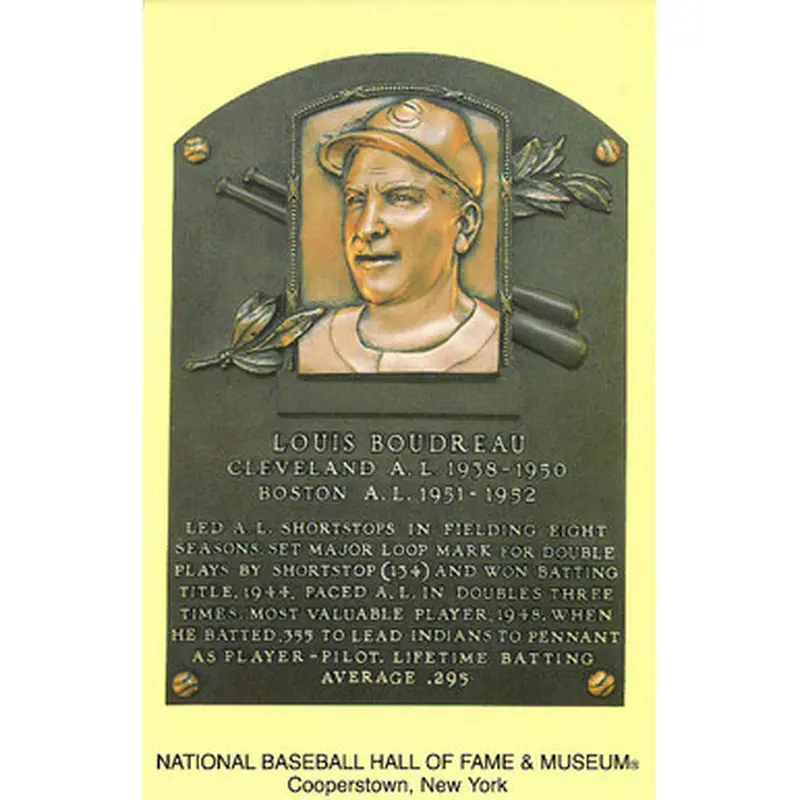 Lou Boudreau Baseball Hall of Fame Plaque Postcard 