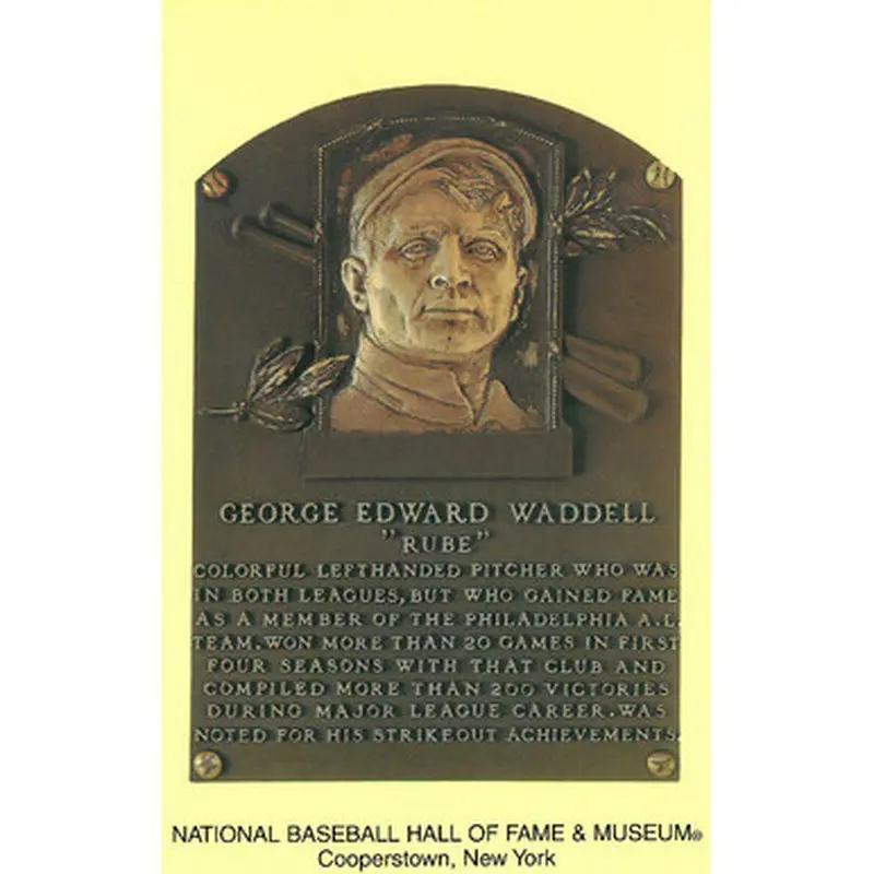 Rube Waddell Baseball Hall of Fame Plaque Postcard 