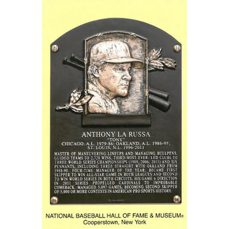 Tony La Russa Baseball Hall of Fame Plaque Postcard 