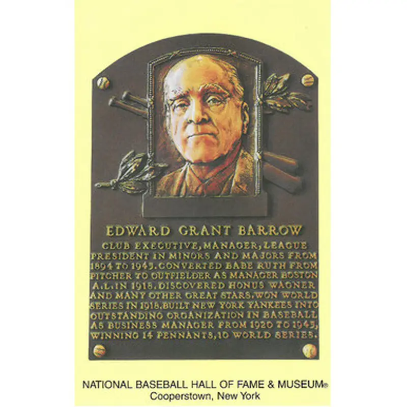 Ed Barrow Baseball Hall of Fame Plaque Postcard 