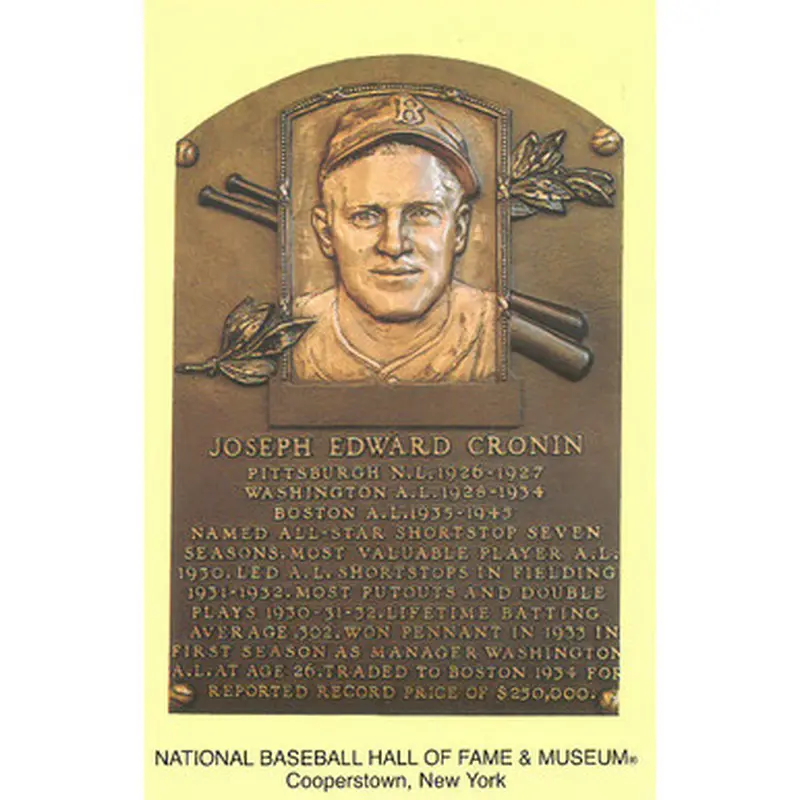 Joe Cronin Baseball Hall of Fame Plaque Postcard 