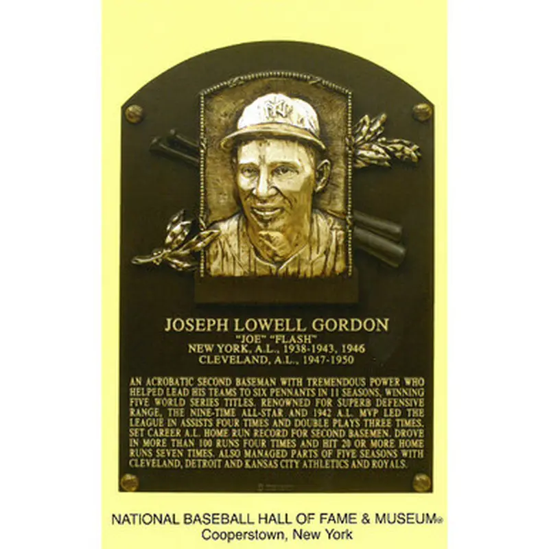 Joe Gordon Baseball Hall of Fame Plaque Postcard 