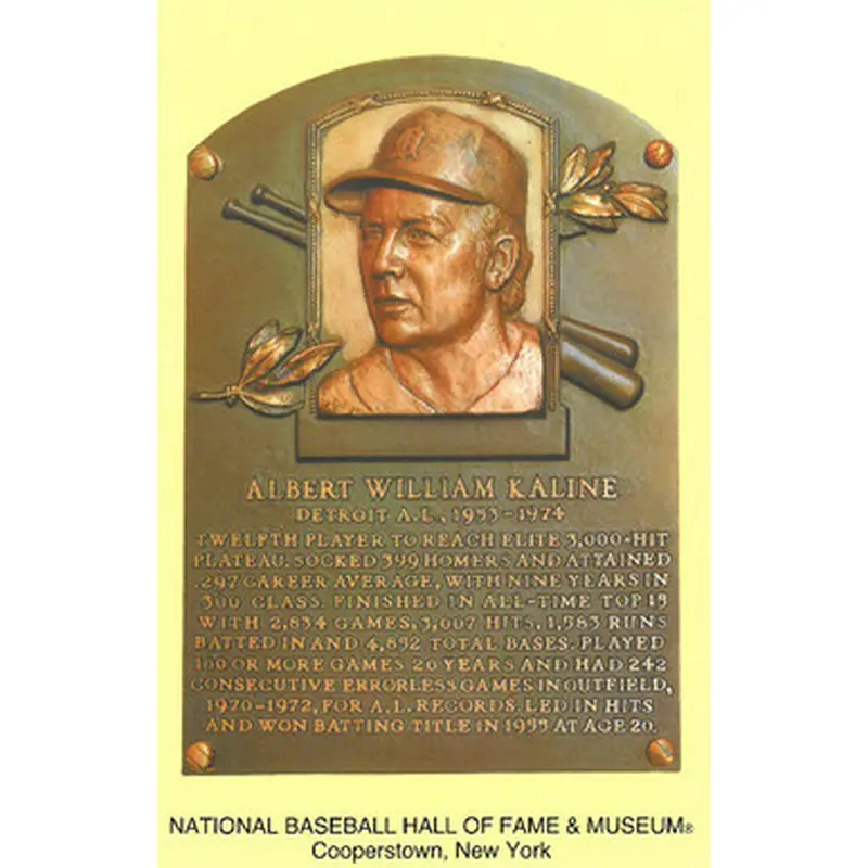 Al Kaline Baseball Hall of Fame Plaque Postcard 