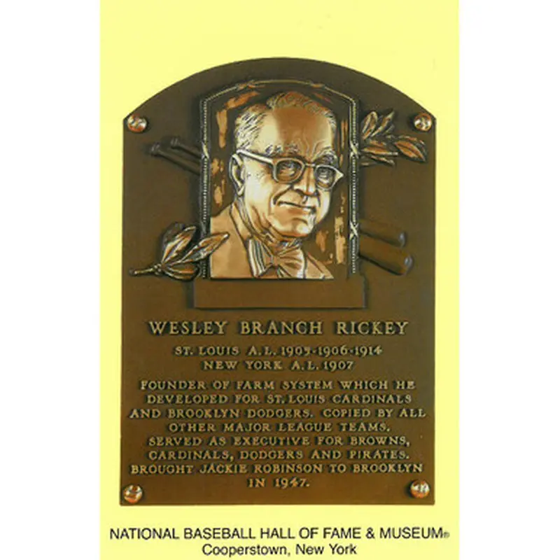Branch Rickey Baseball Hall of Fame Plaque Postcard 