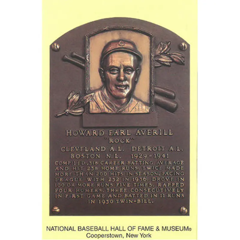 Earl Averill Baseball Hall of Fame Plaque Postcard 