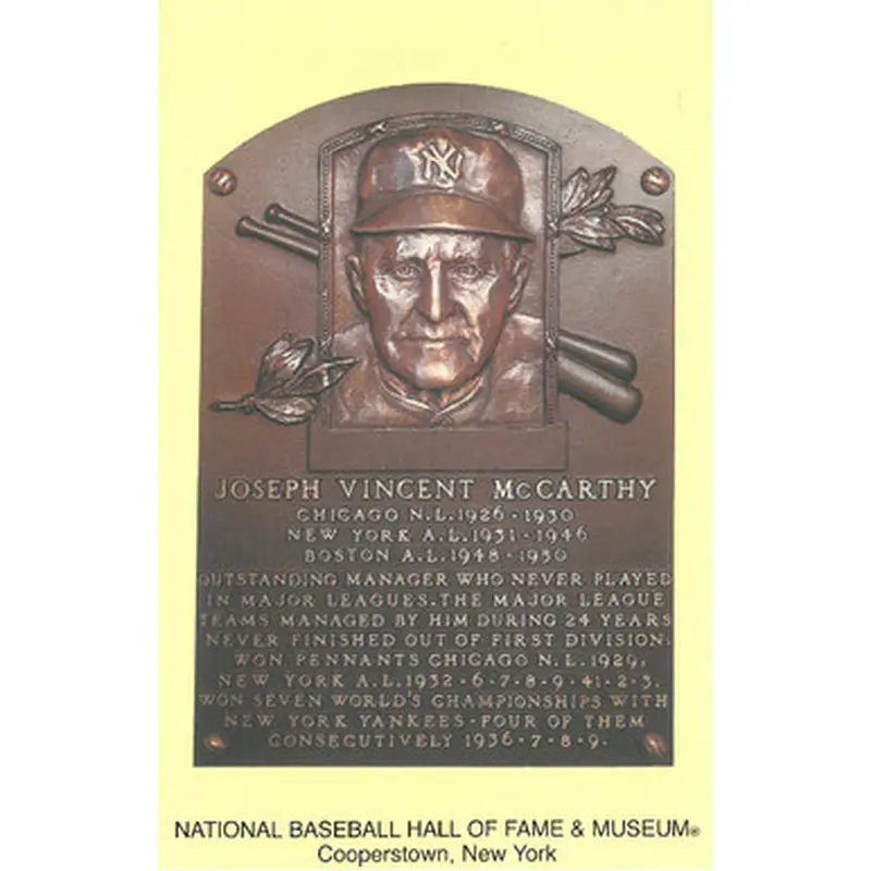 Joe McCarthy Baseball Hall of Fame Plaque Postcard 