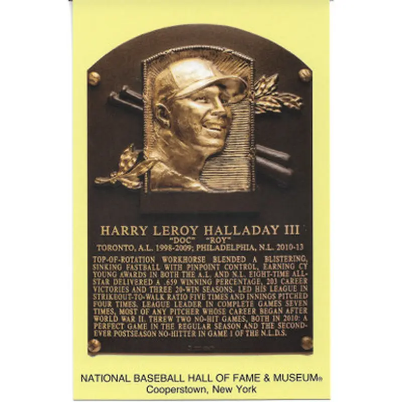 Roy Halladay Baseball Hall of Fame Plaque Postcard 