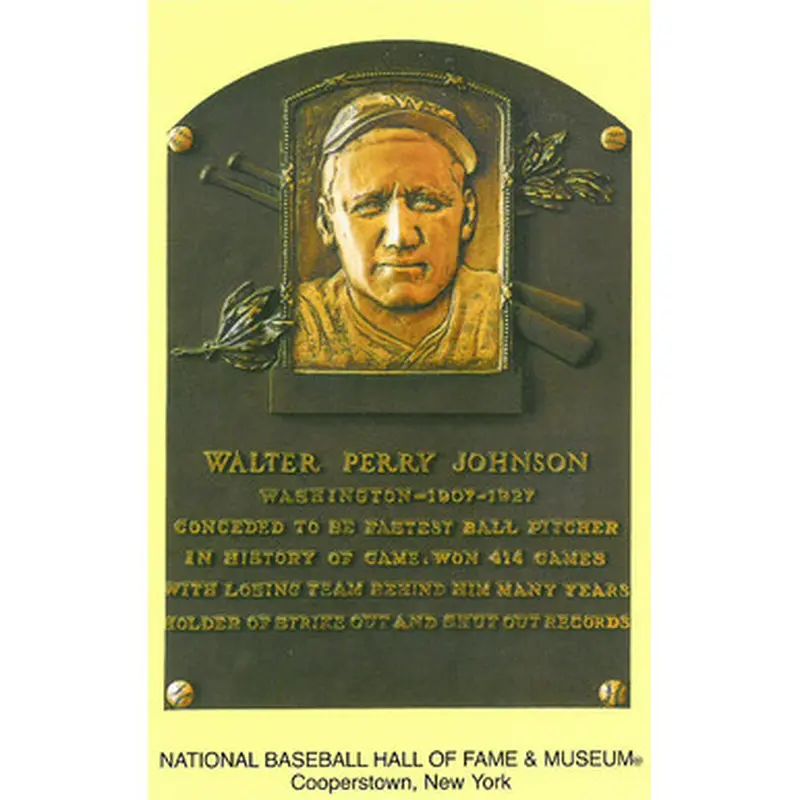 Walter Johnson Baseball Hall of Fame Plaque Postcard 