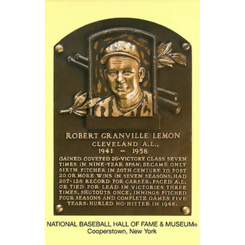 Bob Lemon Baseball Hall of Fame Plaque Postcard 