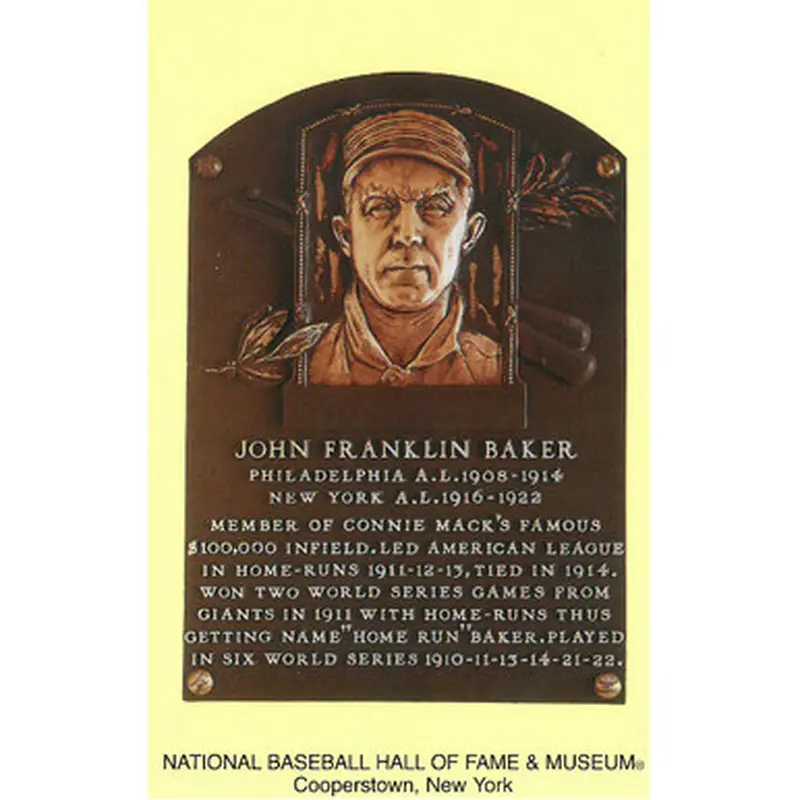 Frank Baker Baseball Hall of Fame Plaque Postcard 