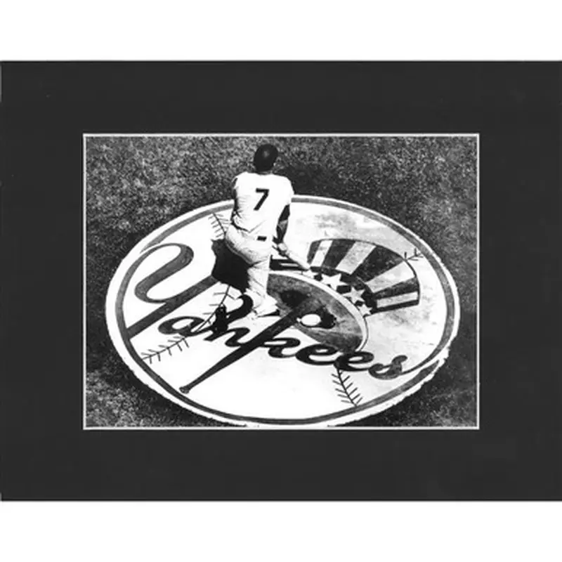 Matted 8x10 Photo- Mickey Mantle Yankee Logo 