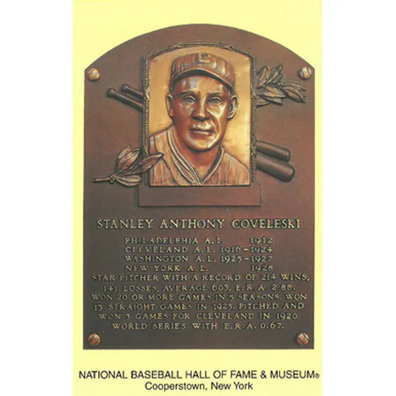 Stan Coveleski Baseball Hall of Fame Plaque Postcard 