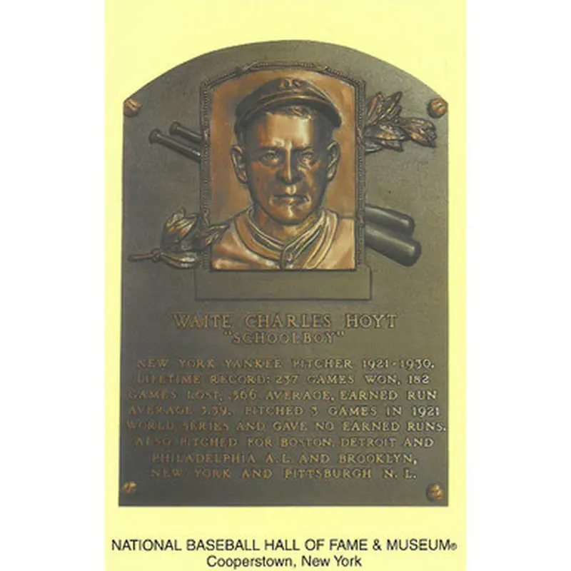 Waite Hoyt Baseball Hall of Fame Plaque Postcard 