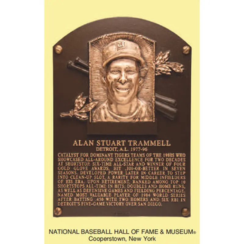 Alan Trammell Baseball Hall of Fame Plaque Postcard 