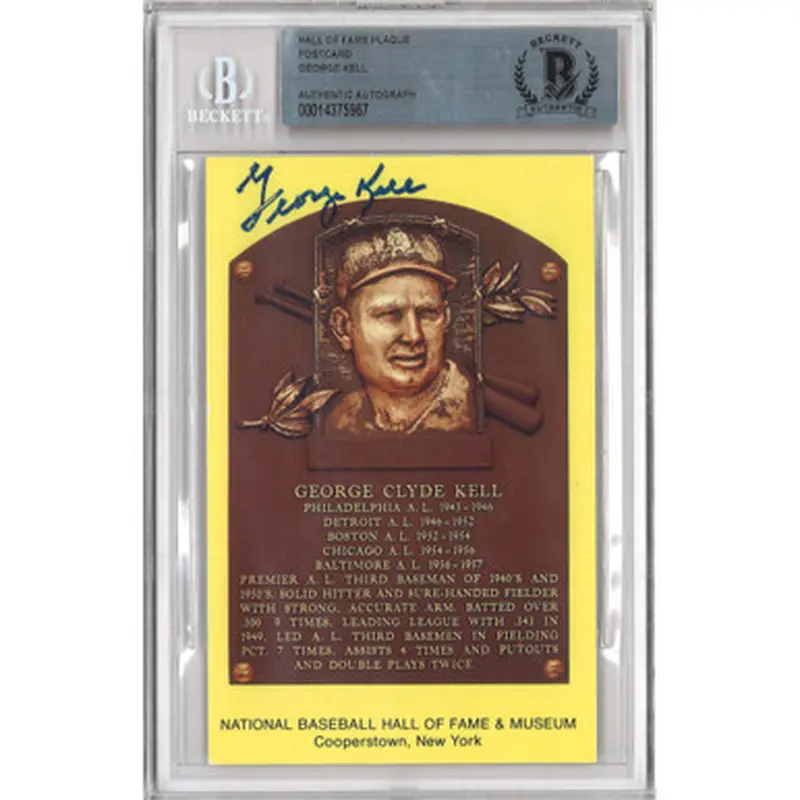 George Kell Autographed Hall of Fame Plaque Postcard (Beckett-67) 