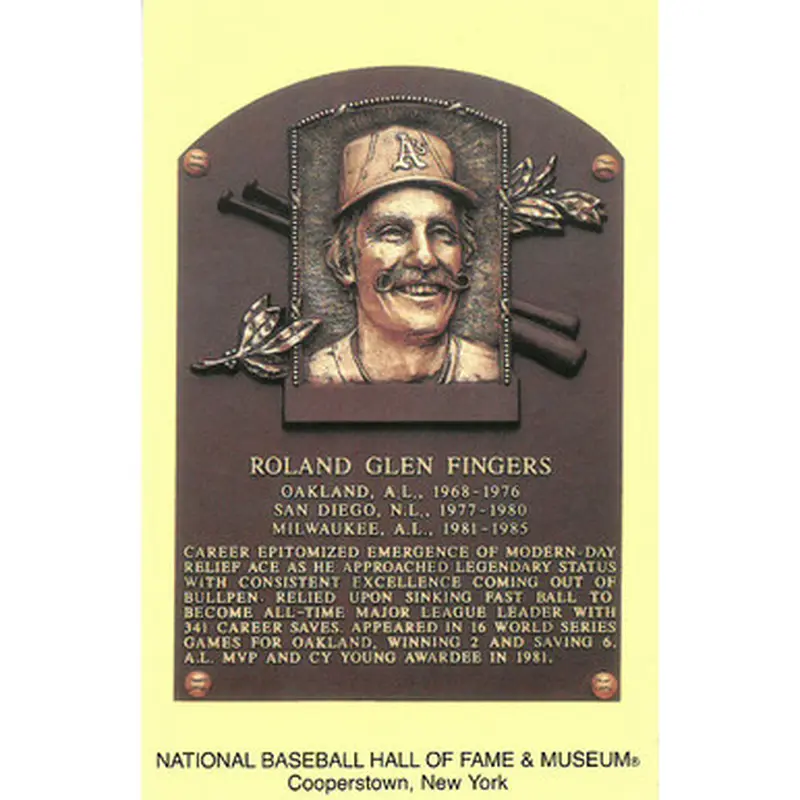 Rollie Fingers Baseball Hall of Fame Plaque Postcard 