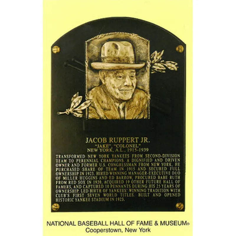 Jacob Ruppert Baseball Hall of Fame Plaque Postcard 
