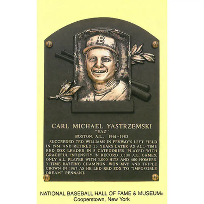 Carl Yastrzemski Baseball Hall of Fame Plaque Postcard 