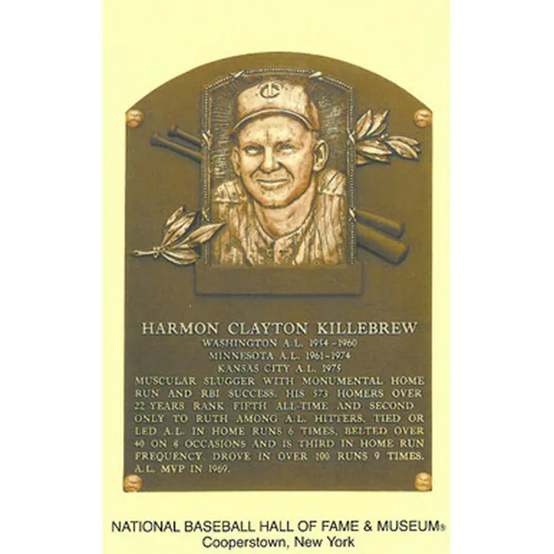 Harmon Killebrew Baseball Hall of Fame Plaque Postcard 