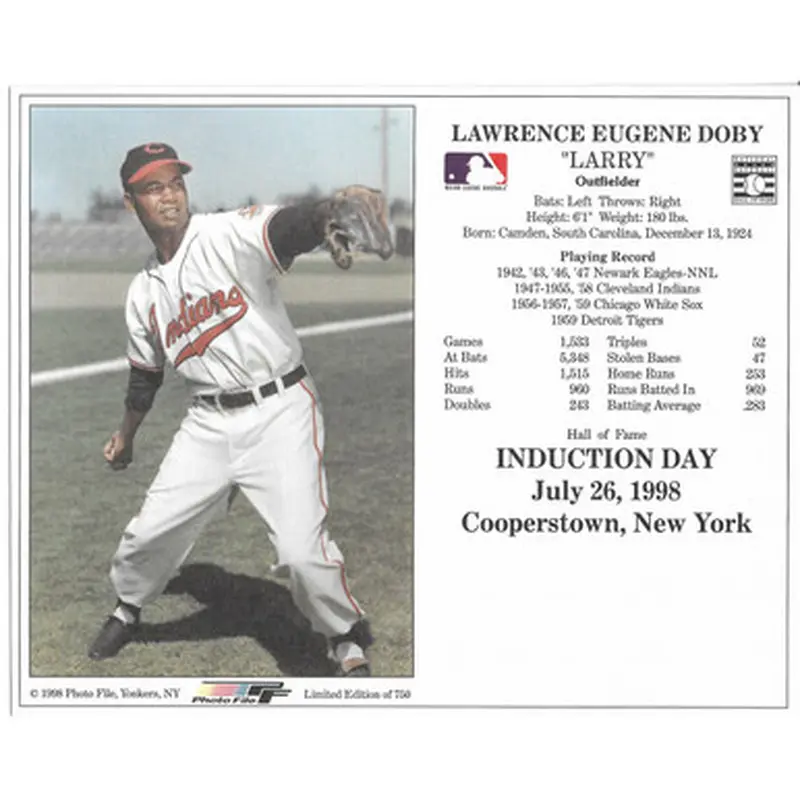Larry Doby Cleveland Indians 1998 Hall of Fame Induction 8x10 Photocard (Throwing) 