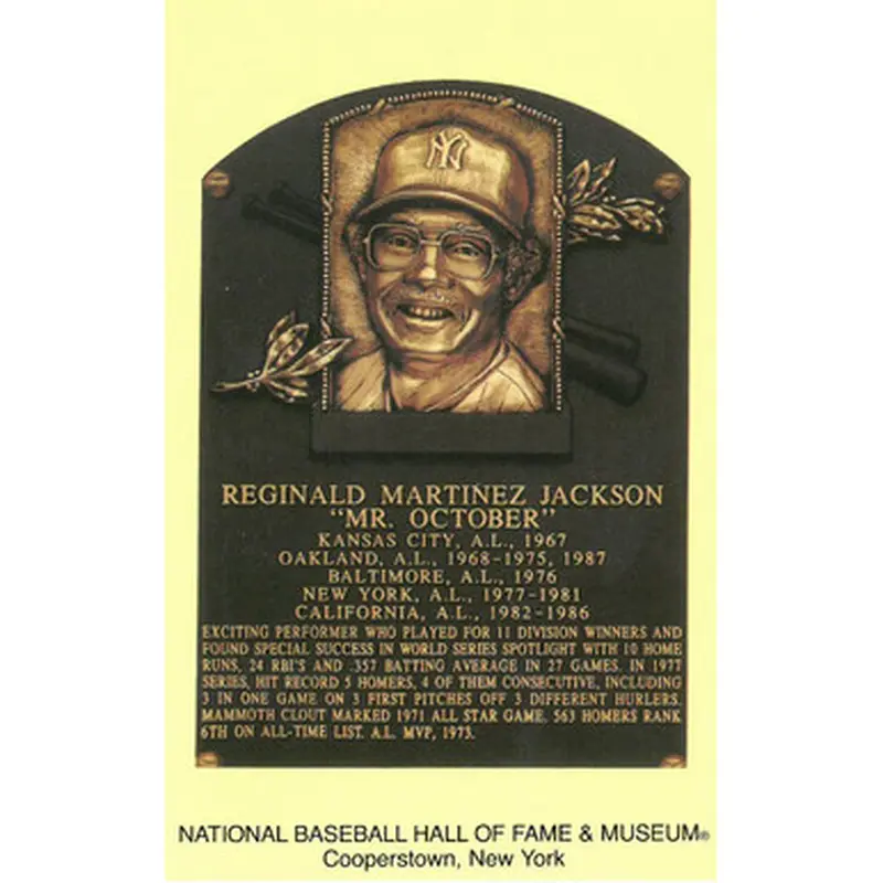 Reggie Jackson Baseball Hall of Fame Plaque Postcard 